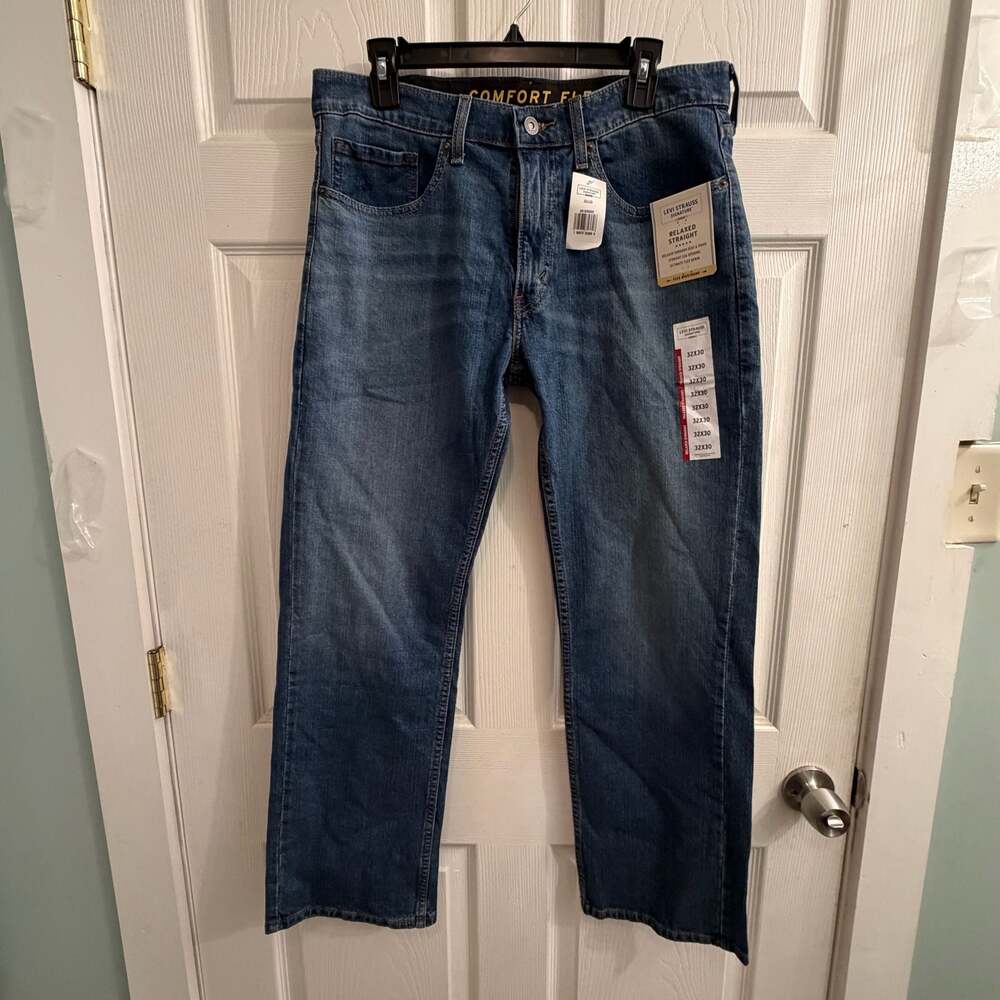 Levi Strauss Sig Gold Men's Relaxed Straight Fit Comfort Flex Jeans Sz 32 X 30